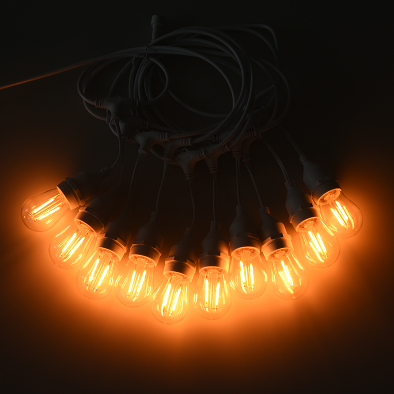S14 hengende wire E27 varmhvit strenglampe enkel lampe 2W