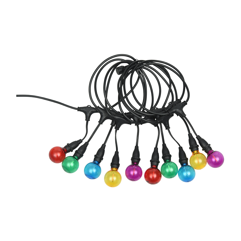 G40 rund pære E12 skruebase farget pendel type string lys